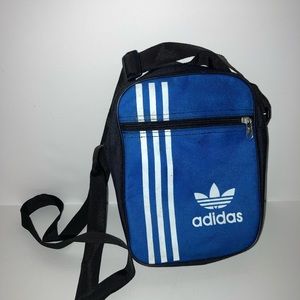 Vintage Adidas Blue Crossbody Bag Pack Pouch White Stripes